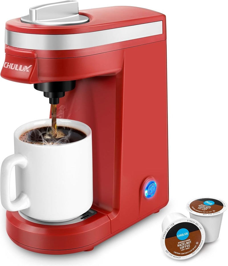 CHULUX Mini Coffee Maker for K Capsule, Single Serve Coffee Maker for One Cup Americano, Lightweight Pod Coffee Machine, Red - Image 1